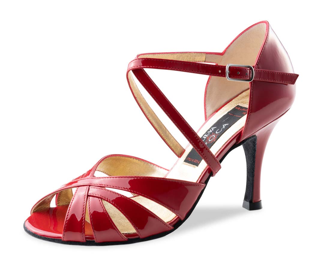 Chaussures de danse de tango rouges de Nueva Epoca avec un talon de 8 cmer Tango Tanzschuh von Nueva Epoca mit 8 cm Absatz