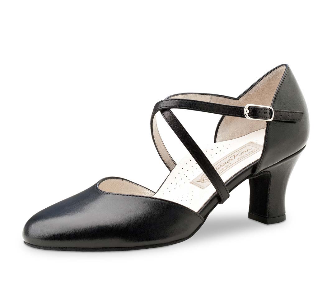 Chaussures de danse pour femmes Werner Kern noires avec bride de cou-de-pied