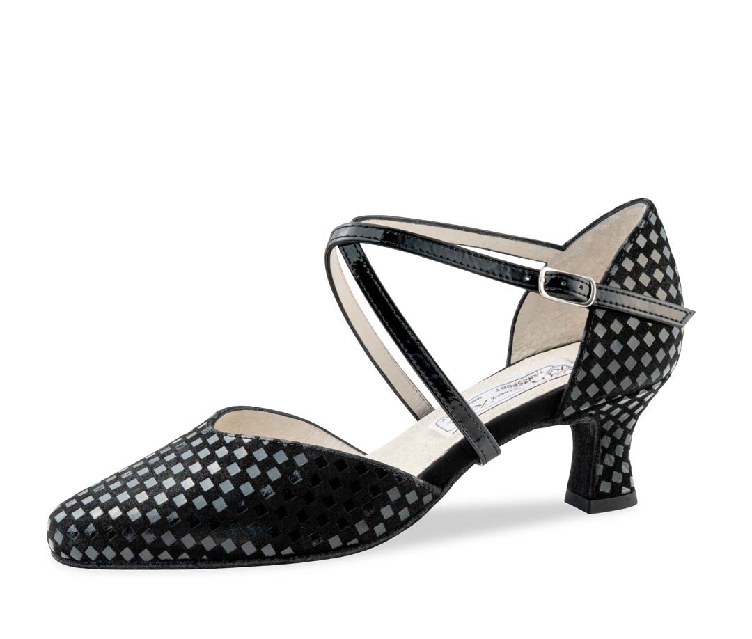 chaussure de danse fermée Werner Kern pour femme en motif à carreaux noirs