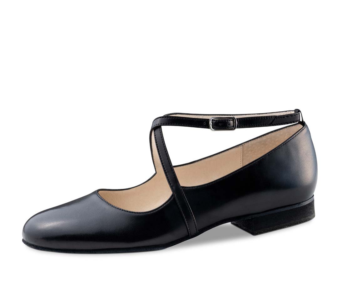 Chaussures de danse pour femmes de 1,5 cm en cuir noir