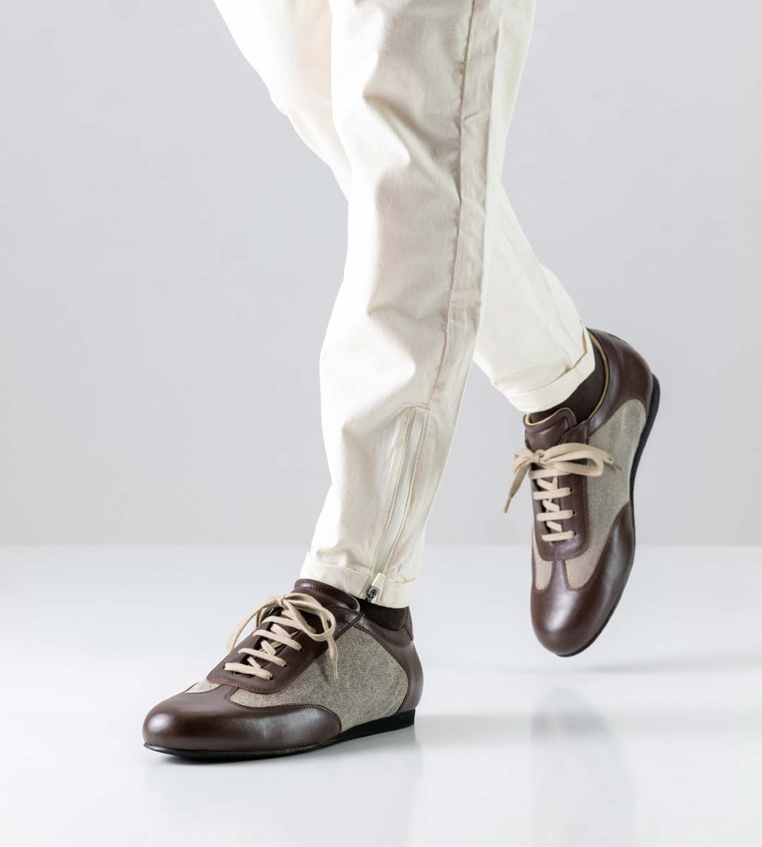 Chaussures de danse pour hommes de Werner Kern en cuir et canvas marron